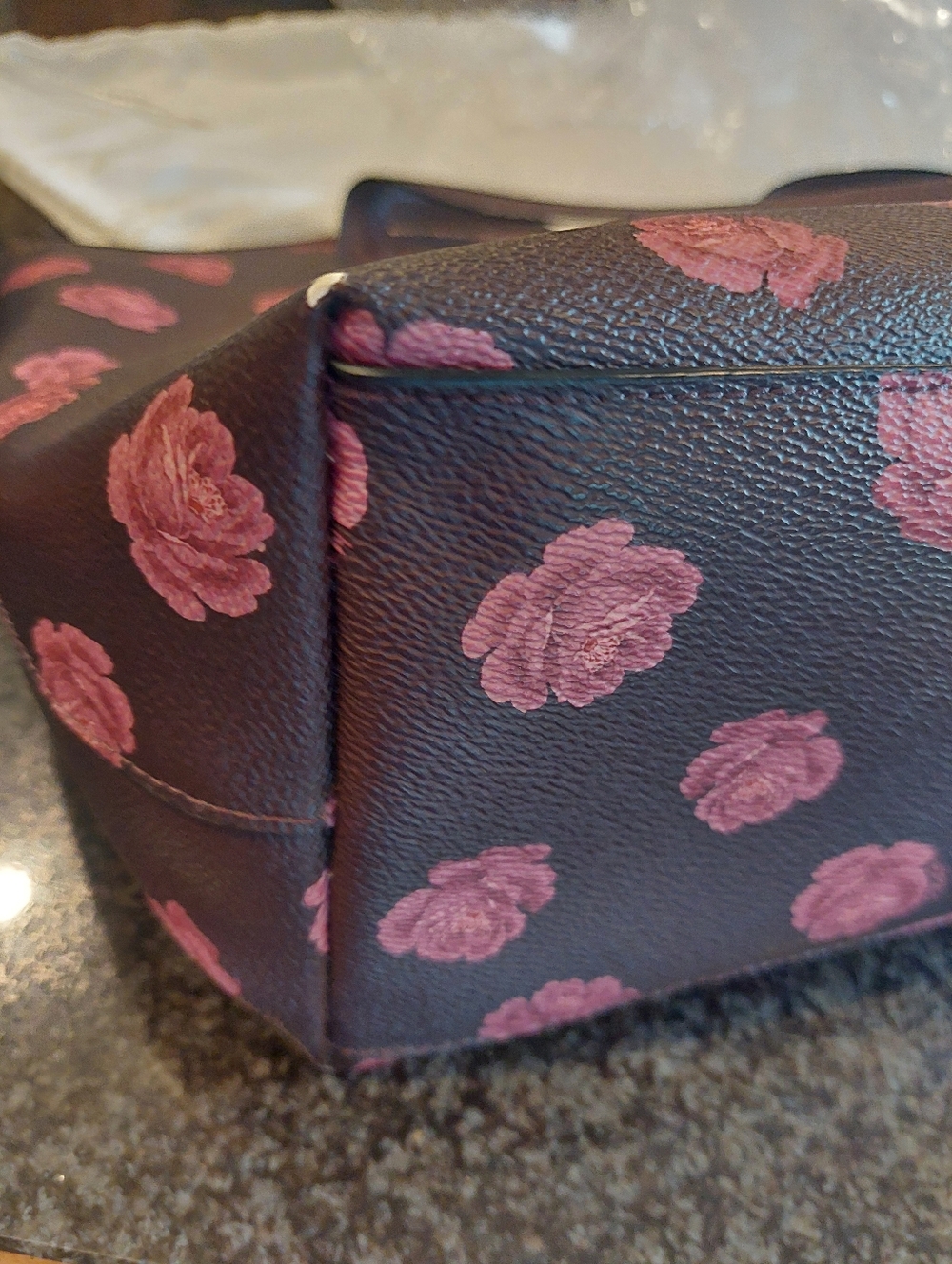 Coach Plum Tote and Matching Wallet with Pink Rose Print - Picture 9 of 12